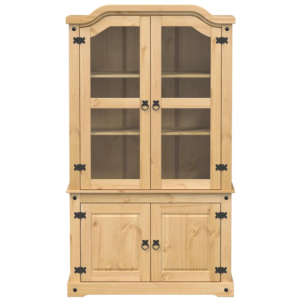 vidaXL Glass Display Cabinet "Corona" 103,5x42x180 cm Solid Wood Pine 4