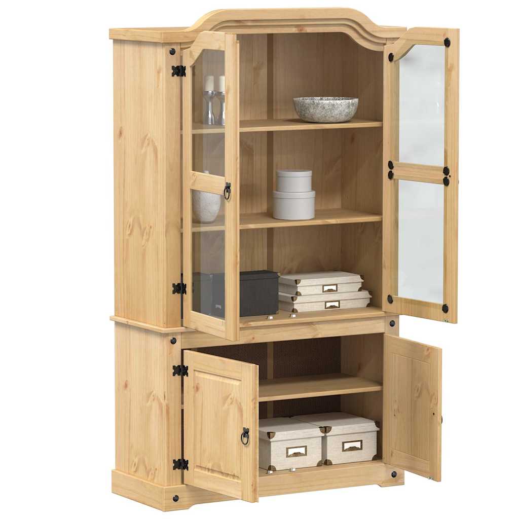 vidaXL Glass Display Cabinet "Corona" 103,5x42x180 cm Solid Wood Pine 1