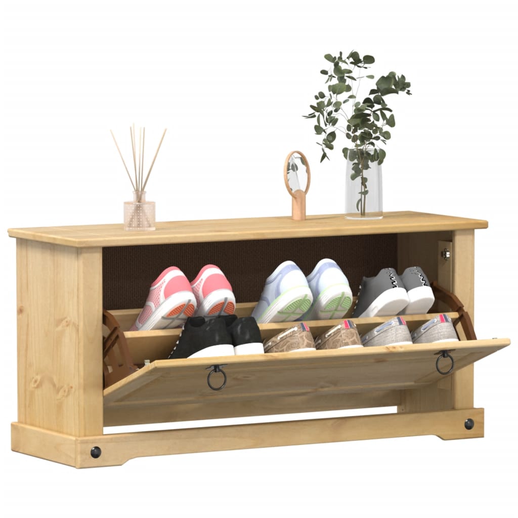 vidaXL Shoe Cabinet CORONA 99 x 32 x Solid Pine Wood