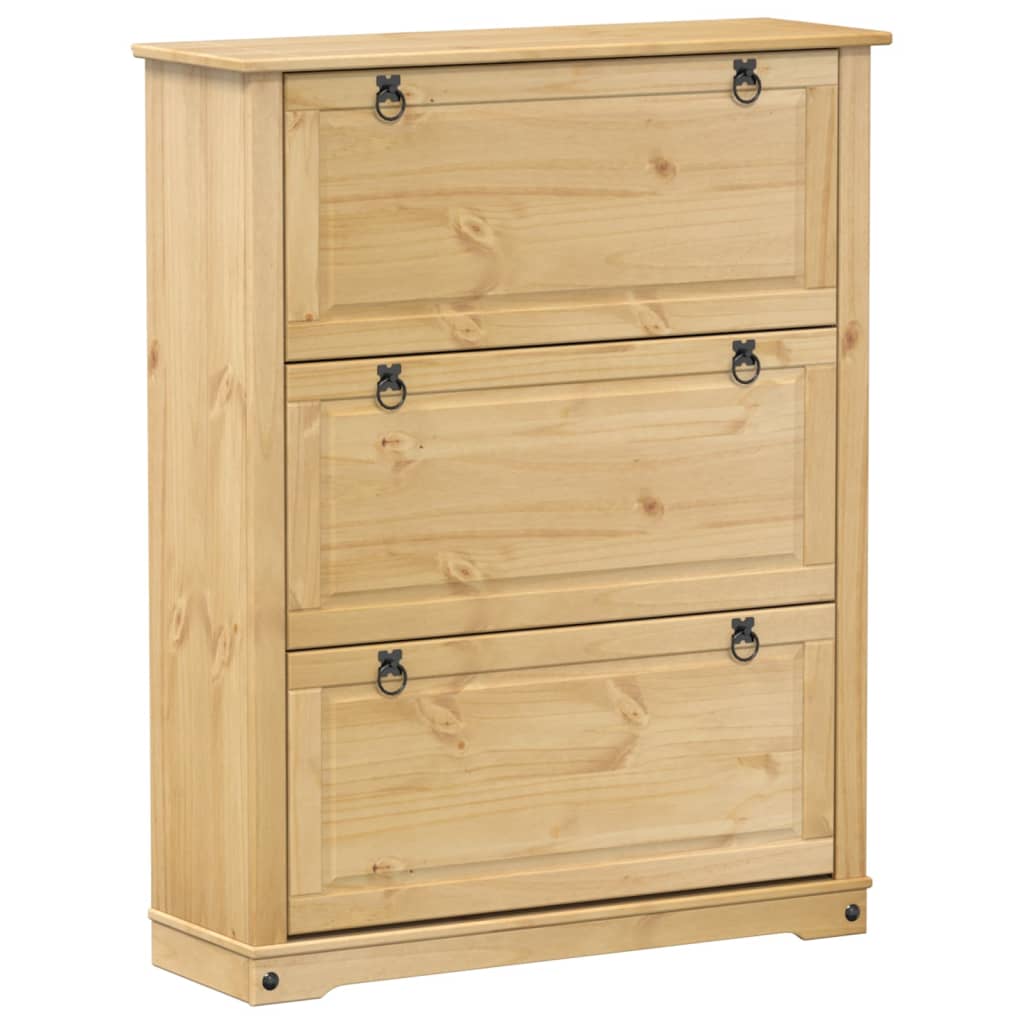 Shoe Cabinet CORONA 99 x 32 x Solid Pine Wood Honey wax 124.5 cm