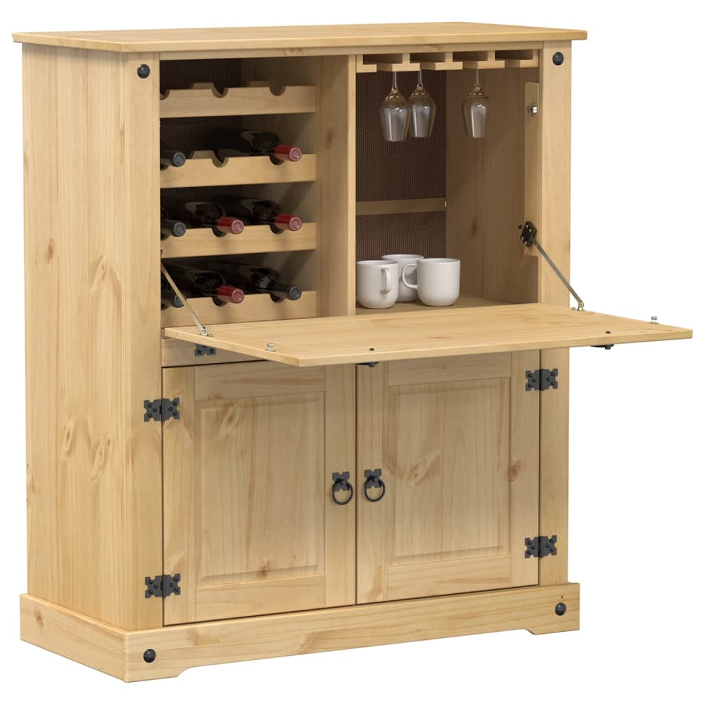 Wine cabinet 97 x 45 x 114 cm Solid Pine Wood Honey wax