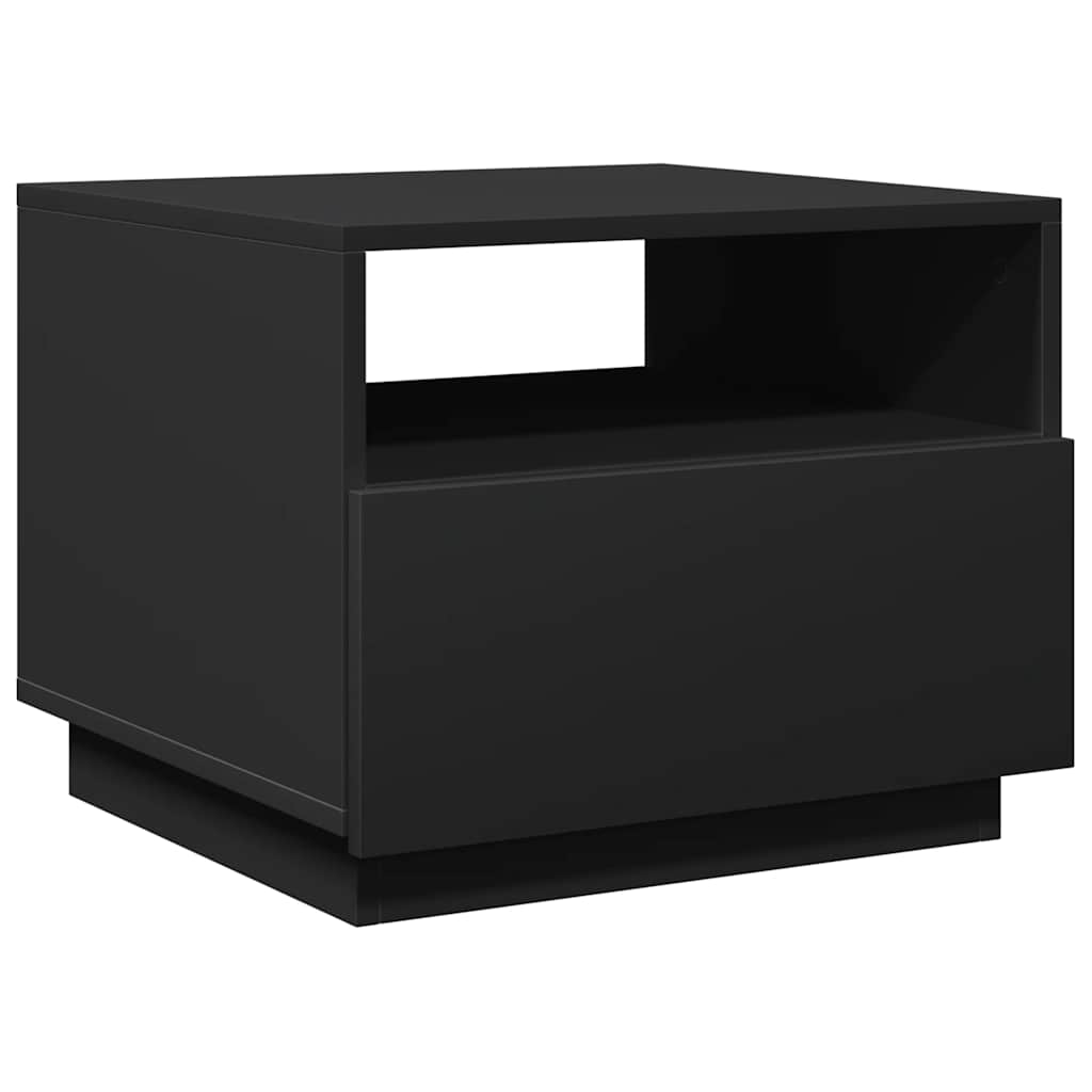 Coffee Table with LED Lights 50x49x40 cm Black 50 cm