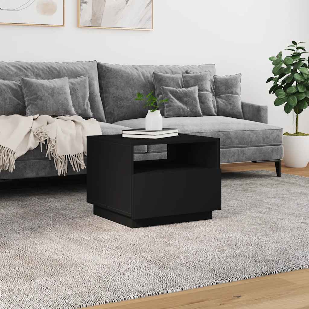 Coffee Table with LED Lights 50x49x40 cm Black 50 cm
