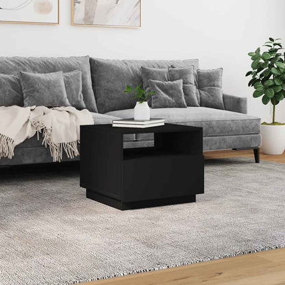 Coffee Table with LED Lights 50x49x40 cm Black 50 cm
