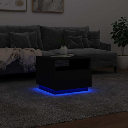 Coffee Table with LED Lights 50x49x40 cm Black 50 cm