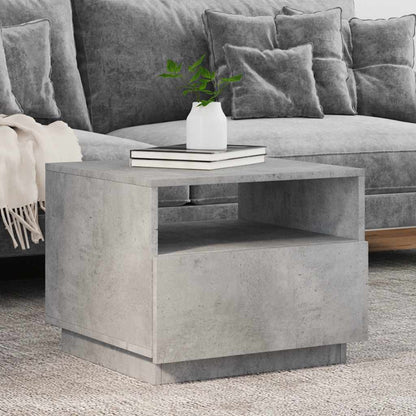 Coffee Table with LED Lights 50x49x40 cm Concrete grey 50 cm