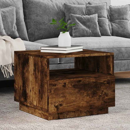 Coffee Table with LED Lights 50x49x40 cm Smoked oak 50 cm