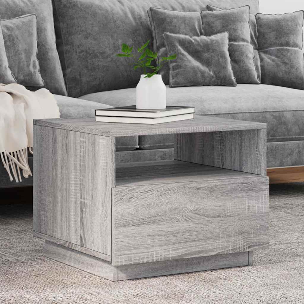 Coffee Table with LED Lights 50x49x40 cm Grey sonoma 50 cm
