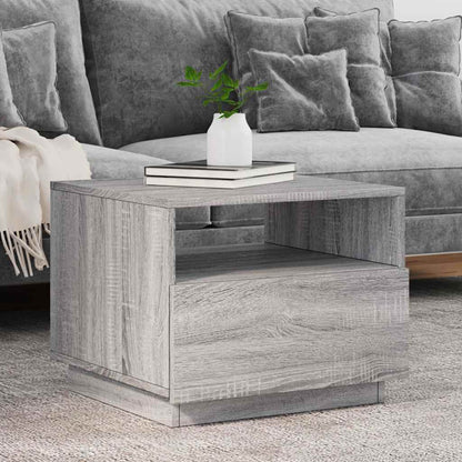 Coffee Table with LED Lights 50x49x40 cm Grey sonoma 50 cm