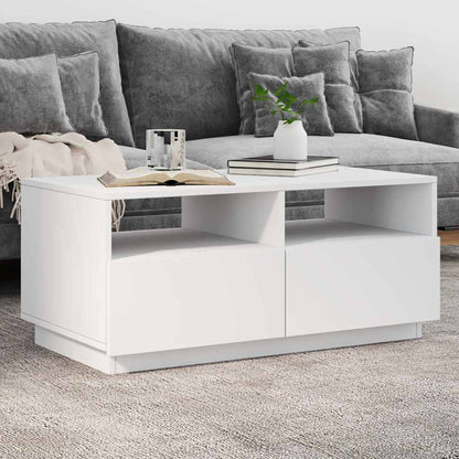 Coffee Table with LED Lights 50x49x40 cm White 90 cm