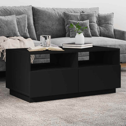 Coffee Table with LED Lights 50x49x40 cm Black 90 cm