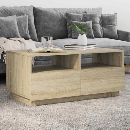 Coffee Table with LED Lights 50x49x40 cm Sonoma oak 90 cm