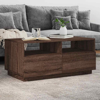 Coffee Table with LED Lights 50x49x40 cm Brown oak 90 cm