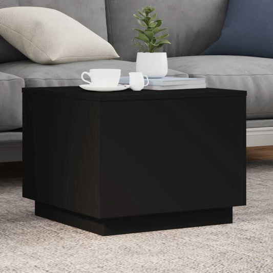 Coffee Table with LED Lights 50x50x40 cm Black 50 cm
