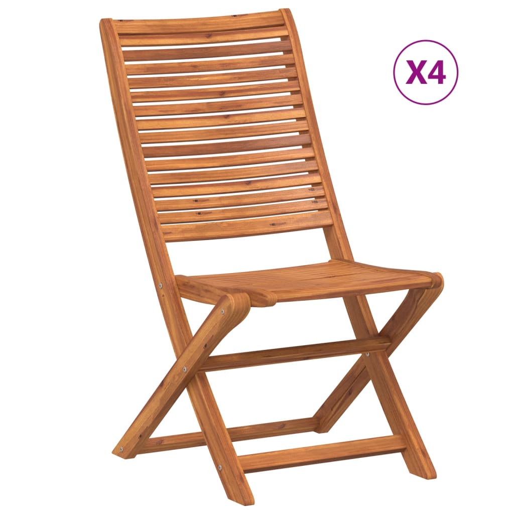 vidaXL Folding Chairs 4 pcs Solid Wood Acacia 2