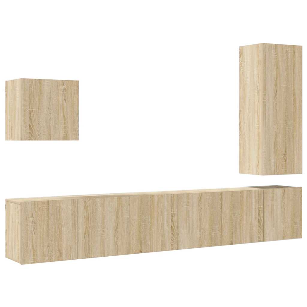 5 Piece TV Wall Units Engineered Wood Sonoma oak