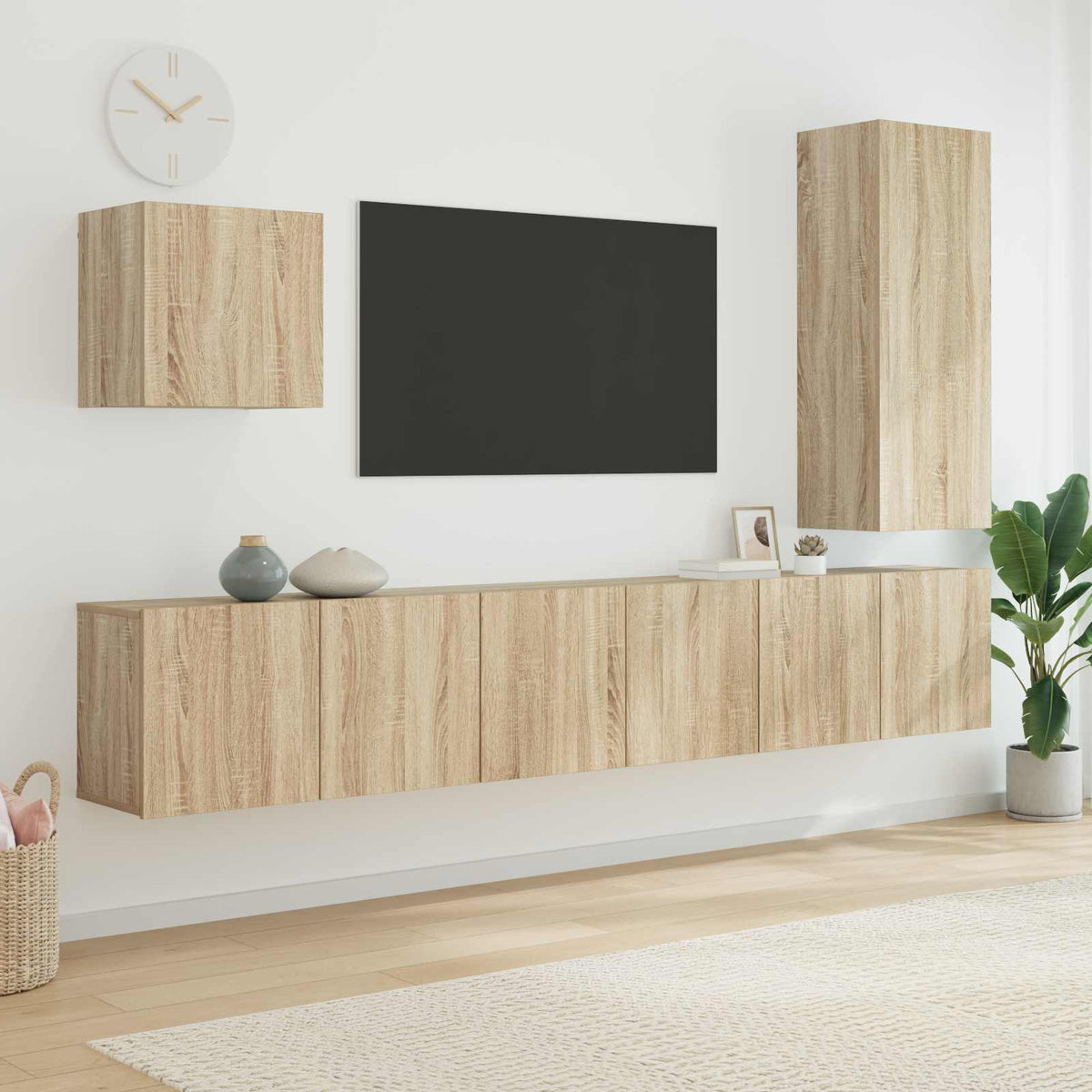5 Piece TV Wall Units Engineered Wood Sonoma oak