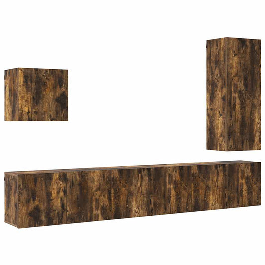 vidaXL 5 Piece TV Wall Units Smoked Oak Engineered Wood 2