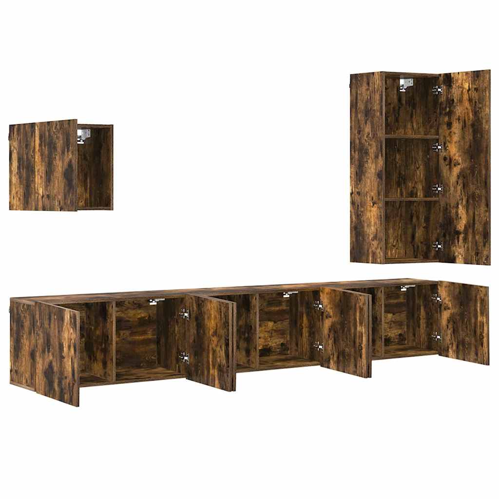 vidaXL 5 Piece TV Wall Units Smoked Oak Engineered Wood 4