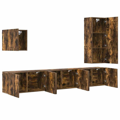 vidaXL 5 Piece TV Wall Units Smoked Oak Engineered Wood 4