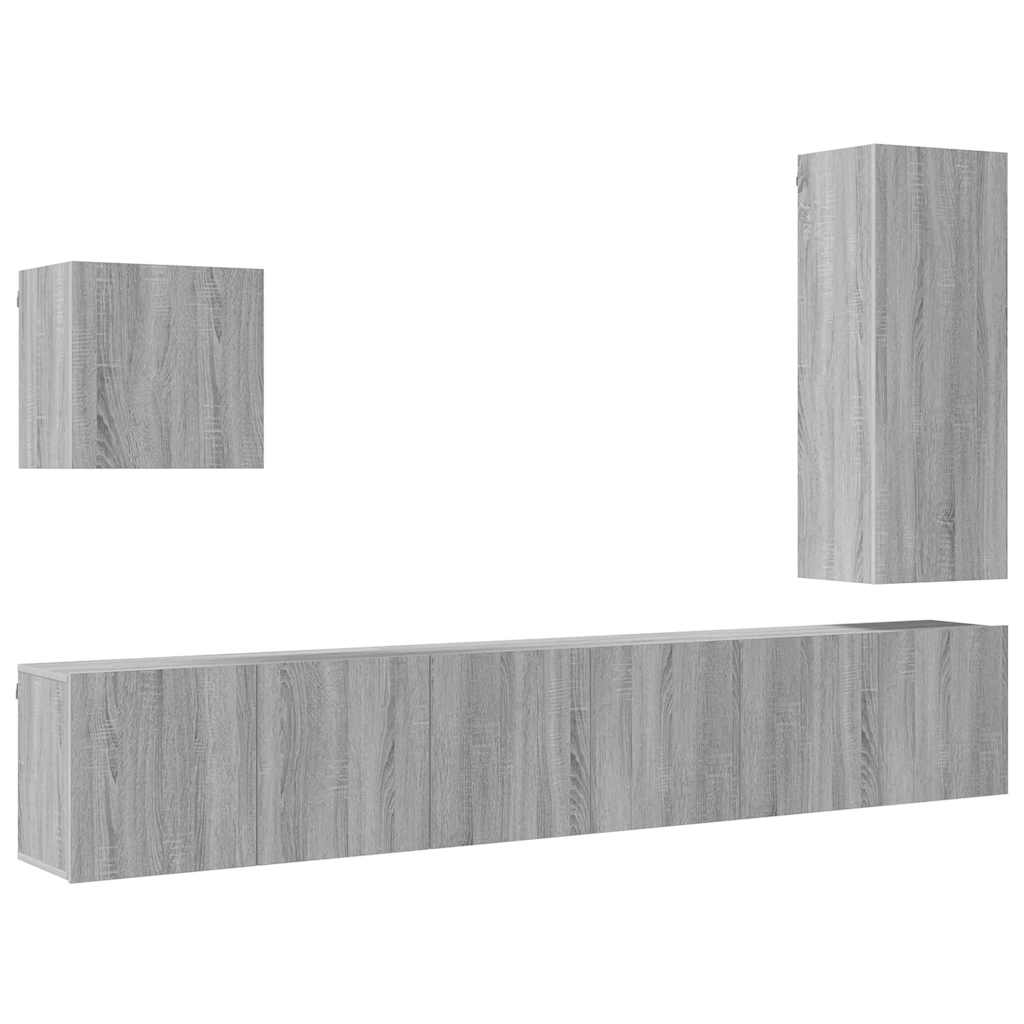 vidaXL 5 Piece TV Wall Units Grey Sonoma Engineered Wood 2