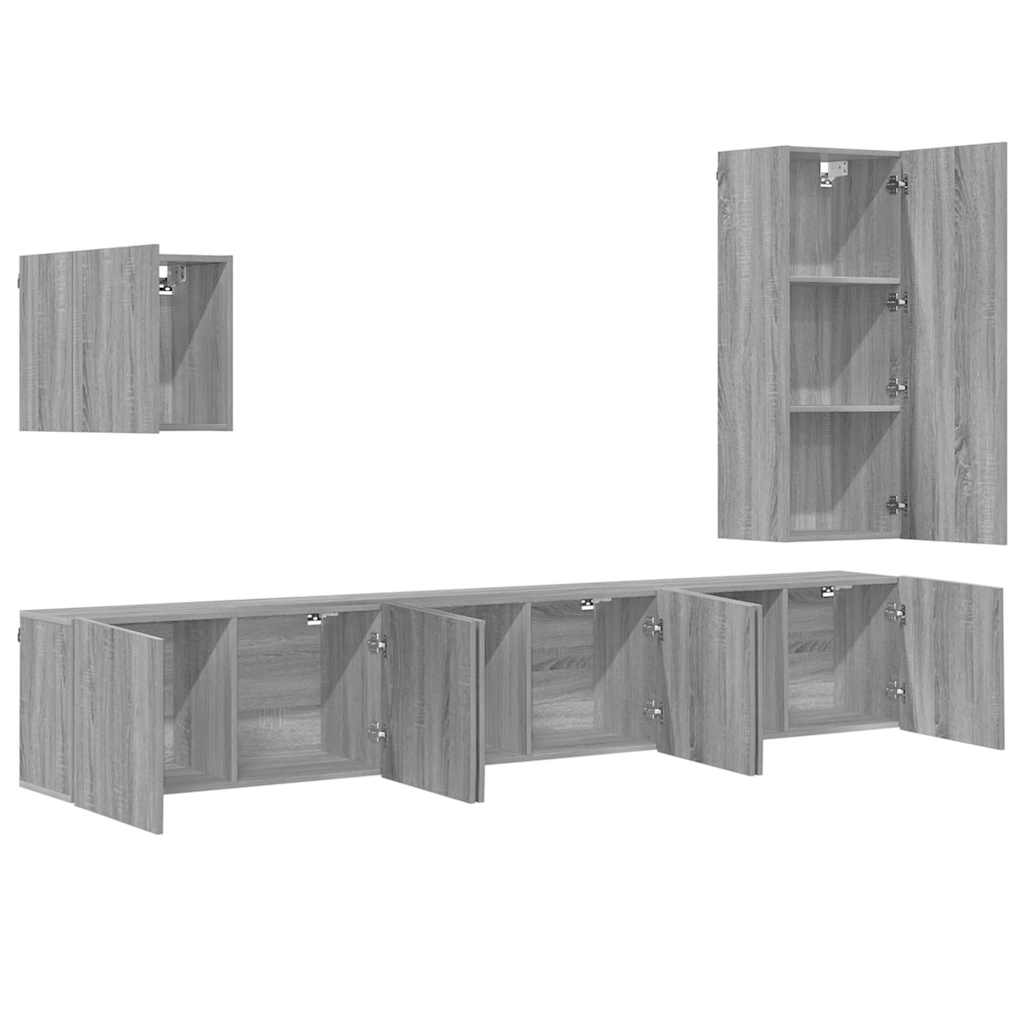 vidaXL 5 Piece TV Wall Units Grey Sonoma Engineered Wood 4