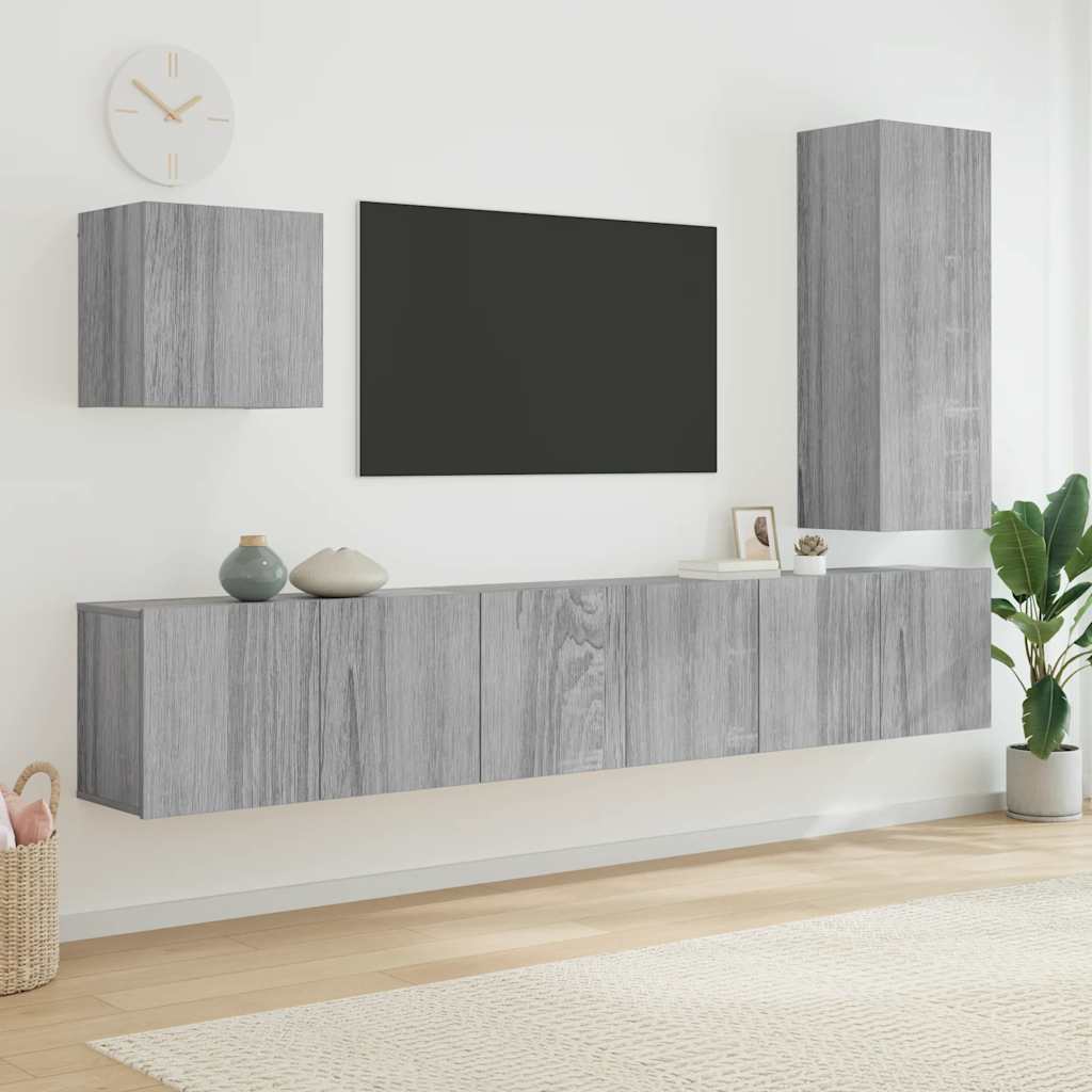vidaXL 5 Piece TV Wall Units Grey Sonoma Engineered Wood 1