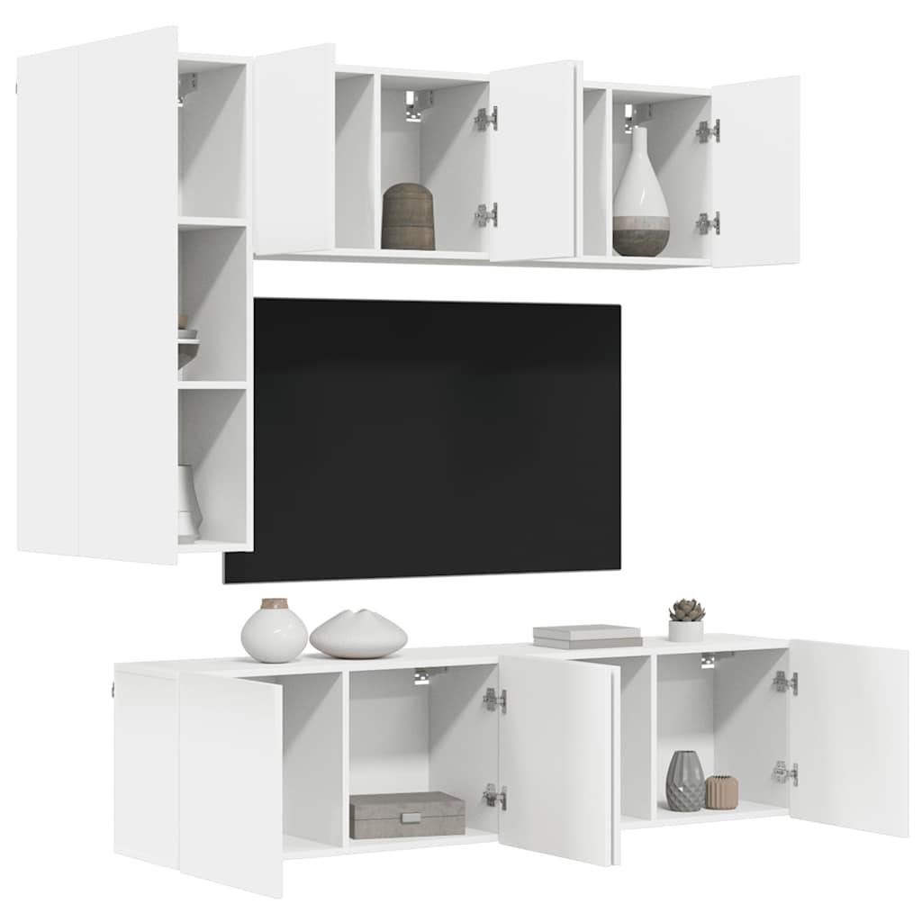 vidaXL 5 Piece TV Wall Units White Engineered Wood 4