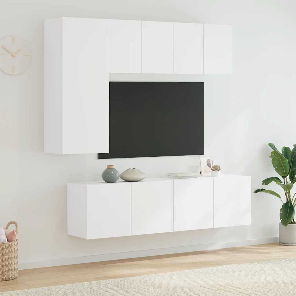 vidaXL 5 Piece TV Wall Units White Engineered Wood 1