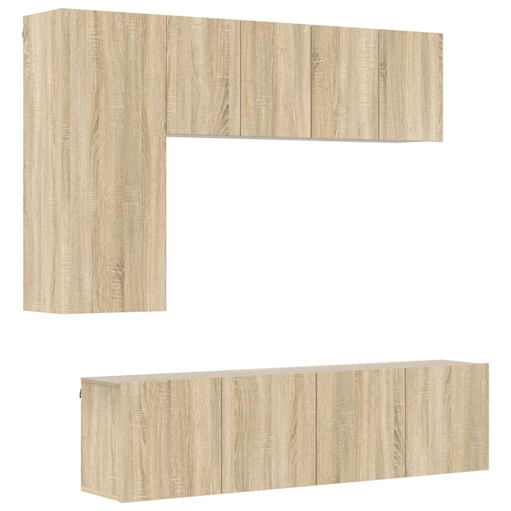 vidaXL TV Wall Unit | Sonoma Oak | Engineered Wood | Large | TV Wall Unit 2