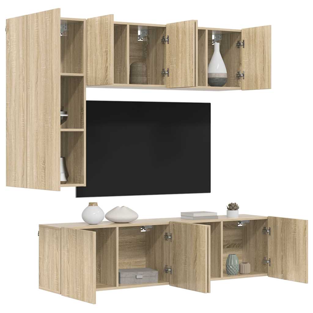 vidaXL TV Wall Unit | Sonoma Oak | Engineered Wood | Large | TV Wall Unit 4