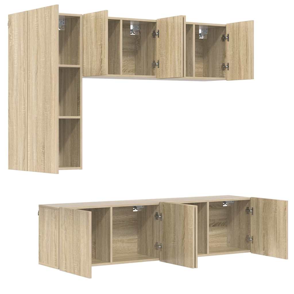 vidaXL TV Wall Unit | Sonoma Oak | Engineered Wood | Large | TV Wall Unit 5
