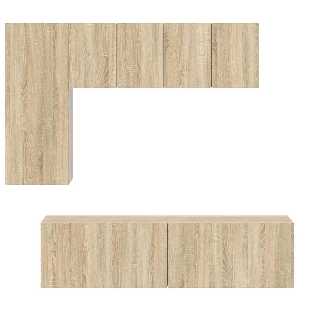 vidaXL TV Wall Unit | Sonoma Oak | Engineered Wood | Large | TV Wall Unit 6