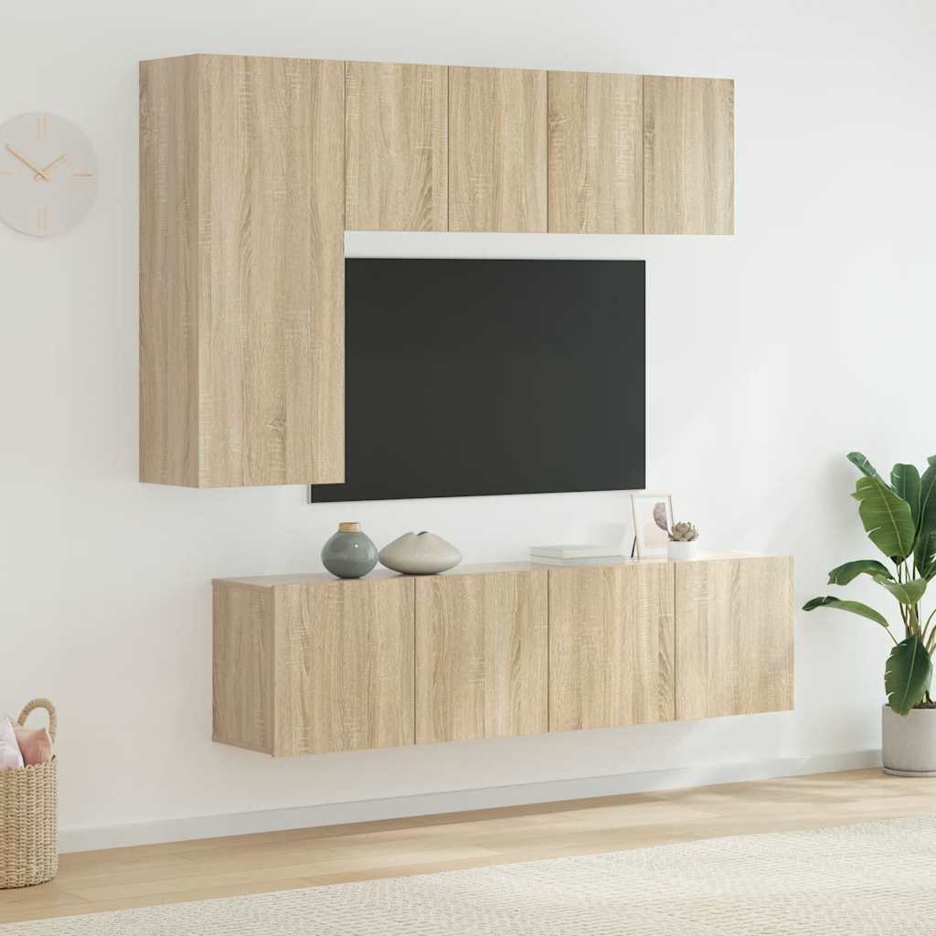 vidaXL TV Wall Unit | Sonoma Oak | Engineered Wood | Large | TV Wall Unit 1
