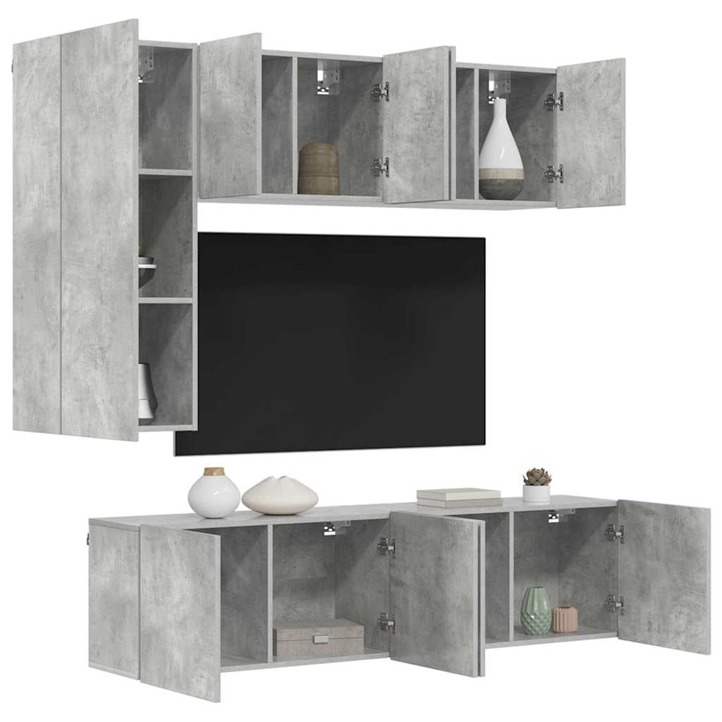 vidaXL TV Wall Unit | Concrete Grey | Engineered Wood | Medium | TV Wall Unit 4
