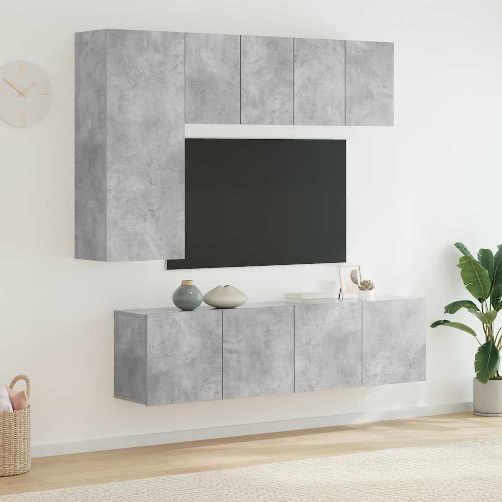 vidaXL TV Wall Unit | Concrete Grey | Engineered Wood | Medium | TV Wall Unit 1