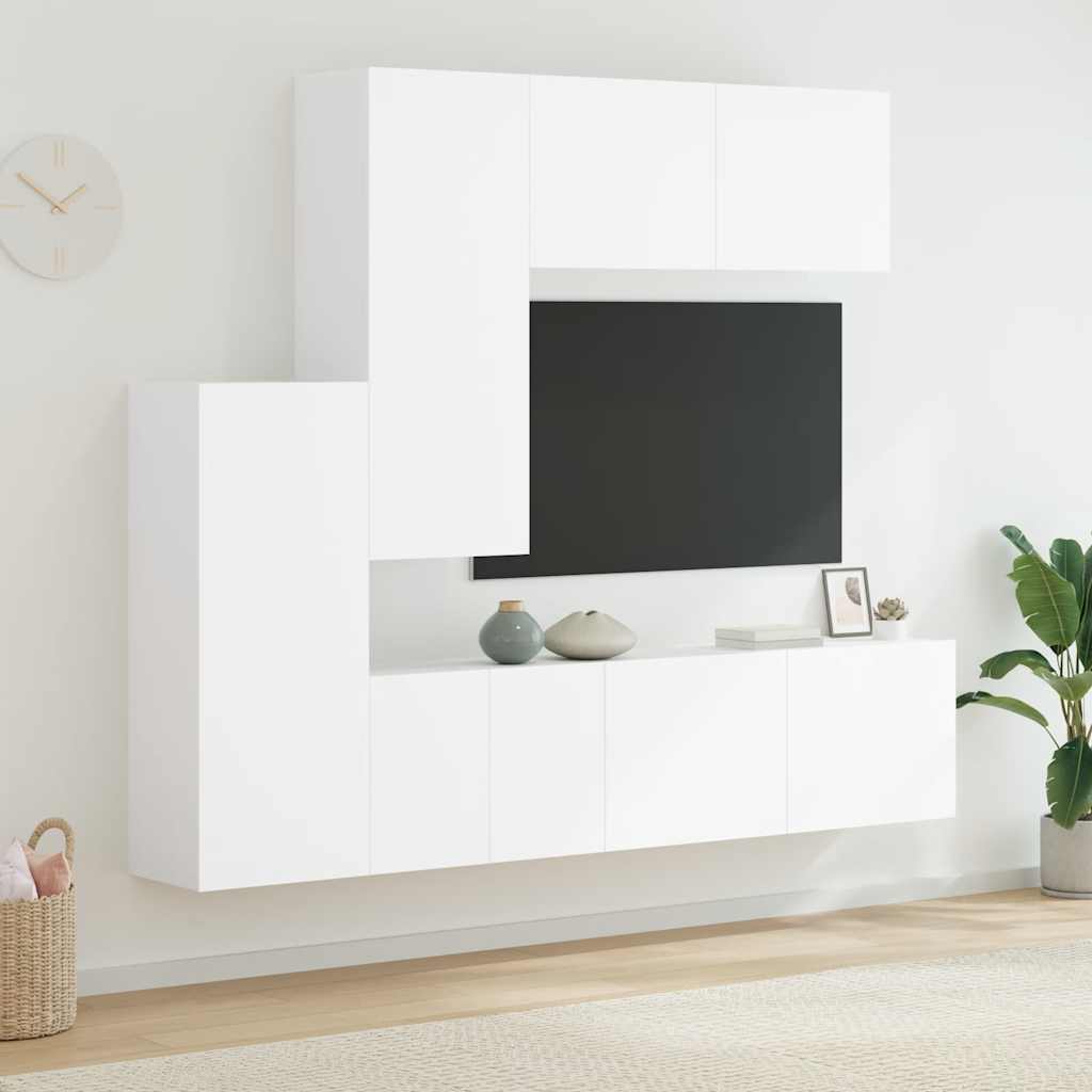 vidaXL 5 Piece TV Wall Units White Engineered Wood 1