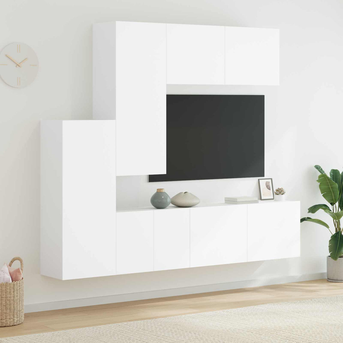 vidaXL 5 Piece TV Wall Units White Engineered Wood 3