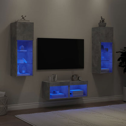 vidaXL 4 Piece TV Wall Cabinets with LED Lights