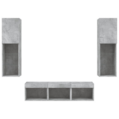 vidaXL 5 Piece TV Wall Units with LED Concrete Grey Engineered Wood 6