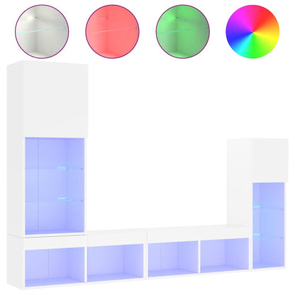 vidaXL 4 Piece TV Wall Units with LED White Engineered Wood 2