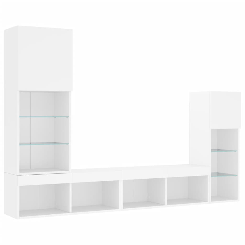 vidaXL 4 Piece TV Wall Units with LED White Engineered Wood 3