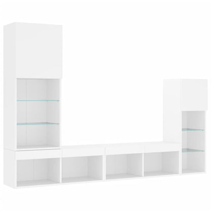 vidaXL 4 Piece TV Wall Units with LED White Engineered Wood 3