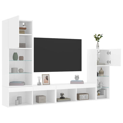vidaXL 4 Piece TV Wall Units with LED White Engineered Wood 5