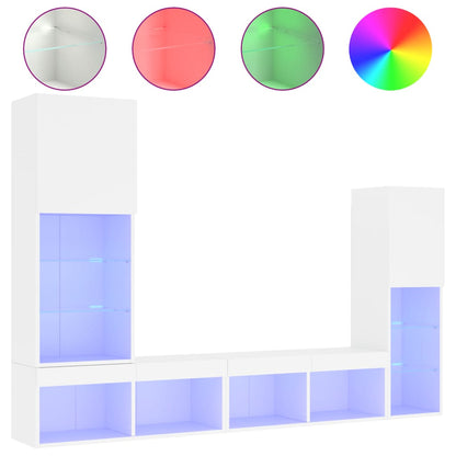 vidaXL 4 Piece TV Wall Units with LED White Engineered Wood 2