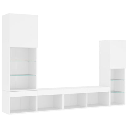 vidaXL 4 Piece TV Wall Units with LED White Engineered Wood 3