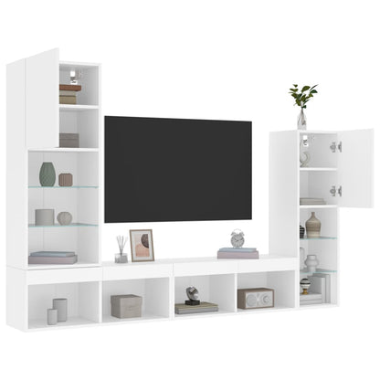 vidaXL 4 Piece TV Wall Units with LED White Engineered Wood 5
