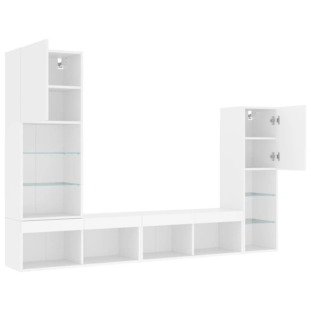 vidaXL 4 Piece TV Wall Units with LED White Engineered Wood 6
