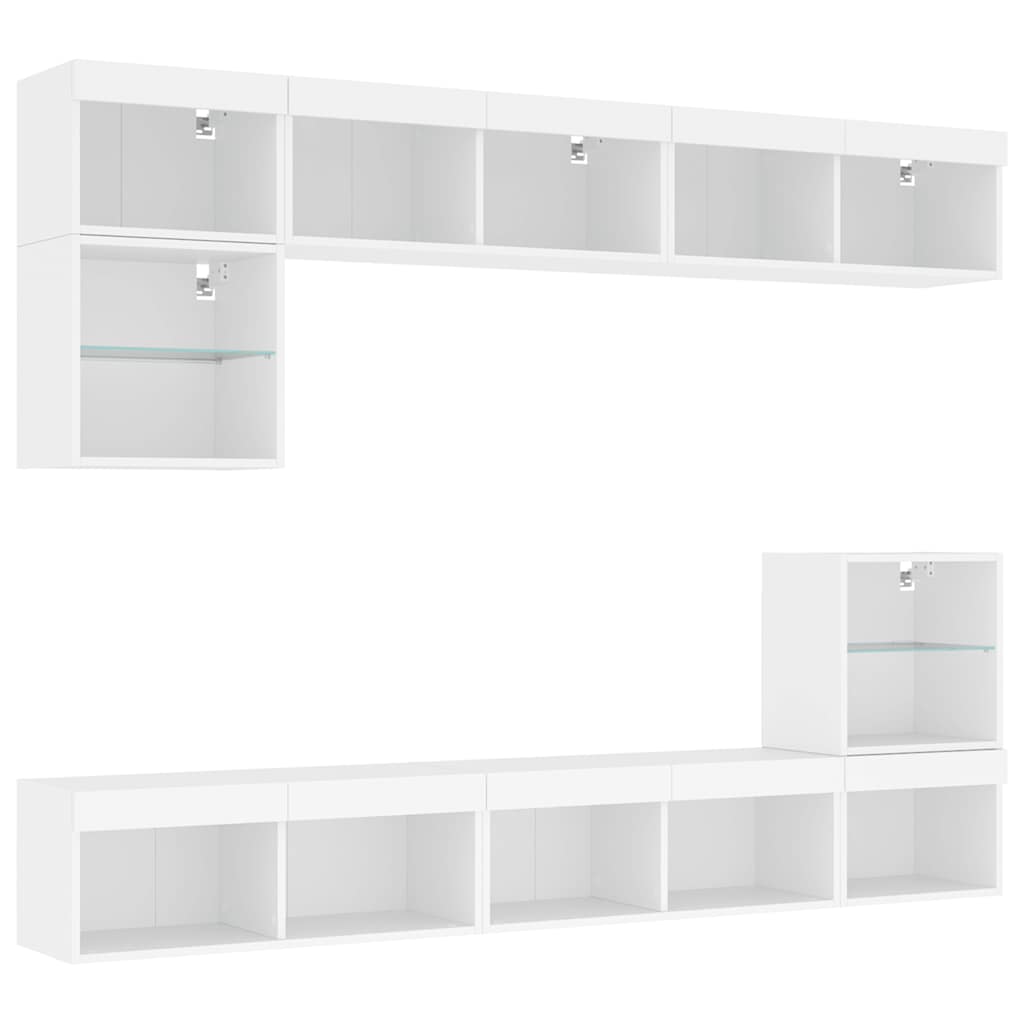 vidaXL 8 Piece TV Wall Units with LED White Engineered Wood 3