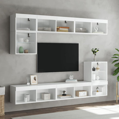 vidaXL 8 Piece TV Wall Units with LED White Engineered Wood 4